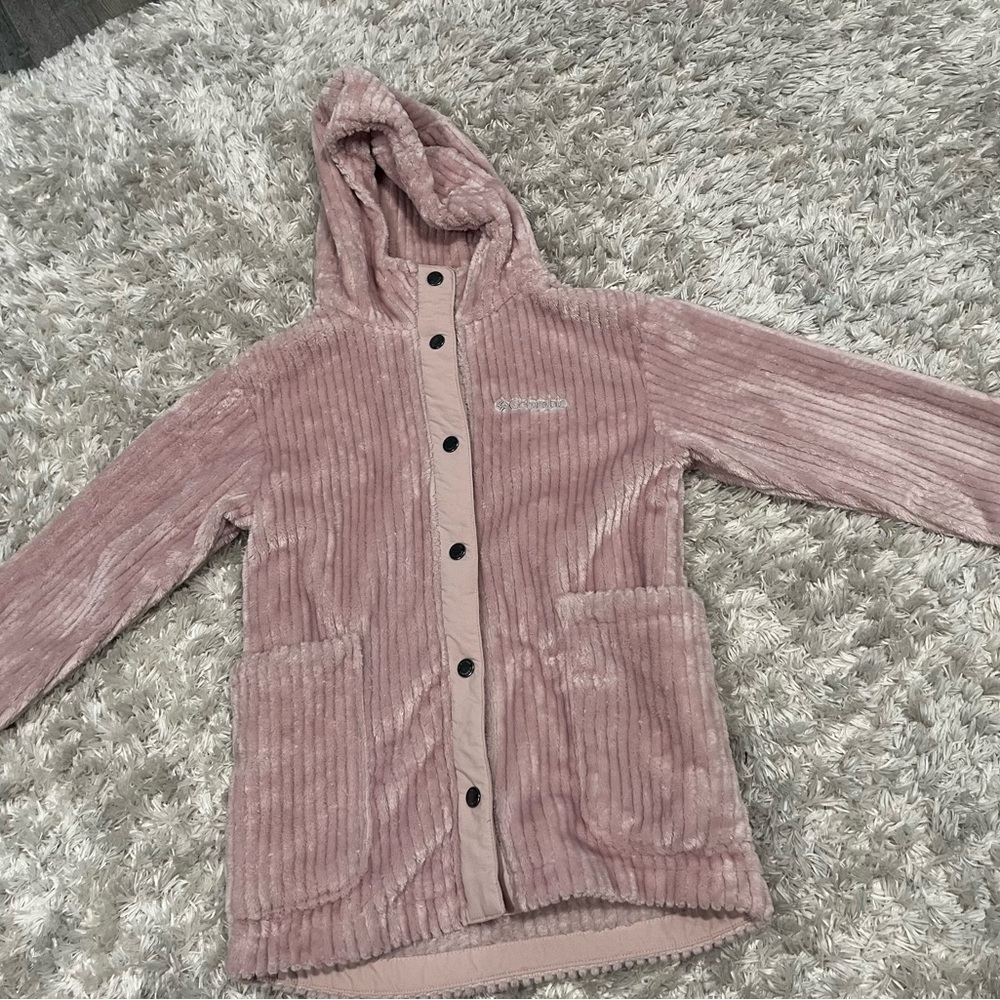 Columbia Soft Pink Hooded Kids Raincoat